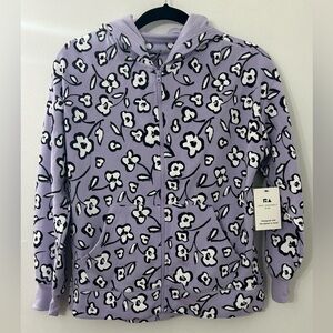 Free Assembly Girls Hooded Sweatshirt‎ Zip-Up Jacket Purple Flowers XL NWT